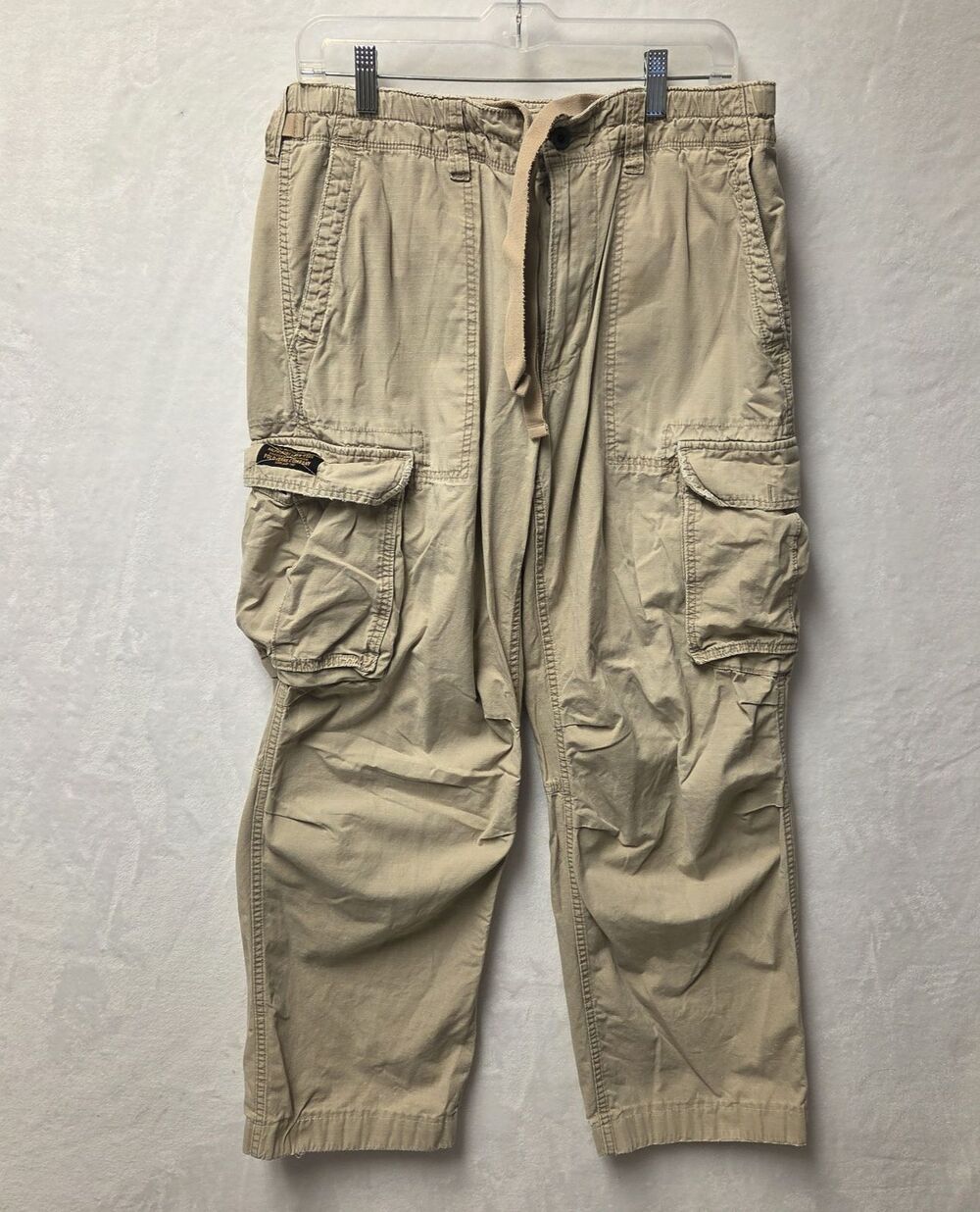 Polo Jeans Co. Ralph Lauren Men's Tan Cargo Pants Drawstring 33x32 Military
